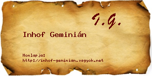 Inhof Geminián névjegykártya